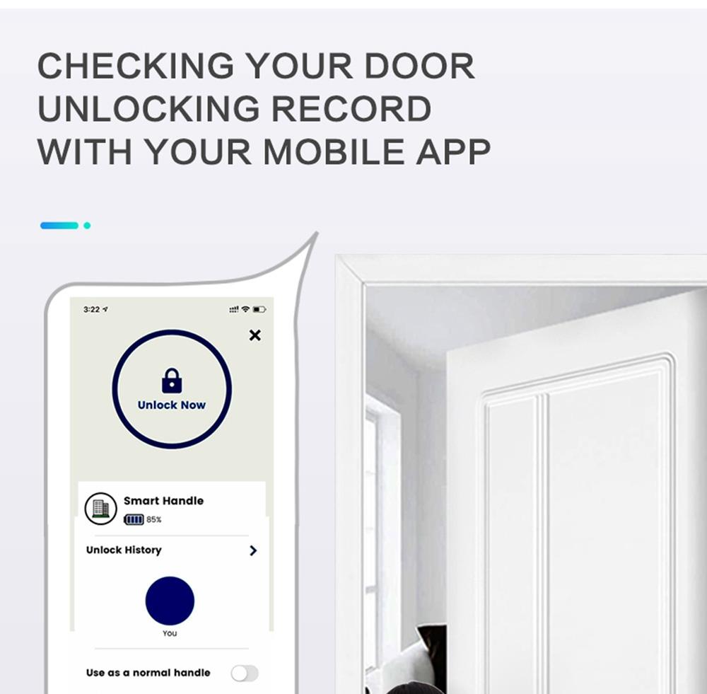 Exitec H03 Smart Fingerprint Key Lock with Biometric, Keyless Entry Mechanical Handle with Bluetooth, App Support, Multilingual, Left and Right, Compatible with 35-58mm thickness for Main Door Entrance, Master Room, Home, Hotel, Apartment, School