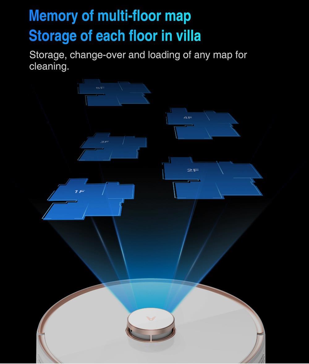 Xiaomi VIOMI S9 Robot Vacuum Cleaner with Intelligent Dust Collector Integrated Sweeping and Mopping 2700Pa Powerful Suction LDS Laser Navigation 220 Mins Running Time 250ml Electric Water Tank Mijia APP Control for Pets Hair, Carpets and Hard Floor
