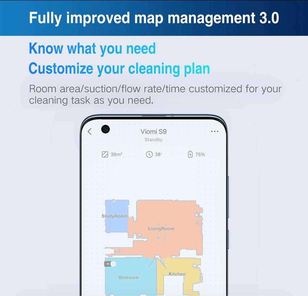 Xiaomi VIOMI S9 Robot Vacuum Cleaner with Intelligent Dust Collector Integrated Sweeping and Mopping 2700Pa Powerful Suction LDS Laser Navigation 220 Mins Running Time 250ml Electric Water Tank Mijia APP Control for Pets Hair, Carpets and Hard Floor