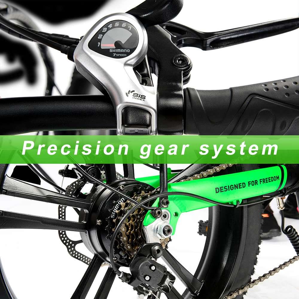 BFISPORT BFI-20 Folding Electric Mountain Bike 20 inch 3.0 Fat Tire 250W Motor 6.4Ah LG Battery Display - Black Green