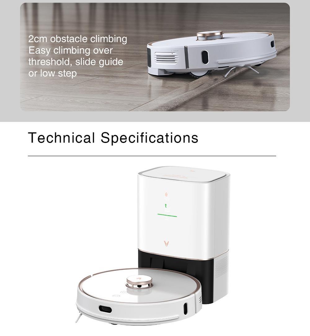 Xiaomi VIOMI S9 Robot Vacuum Cleaner with Intelligent Dust Collector Integrated Sweeping and Mopping 2700Pa Powerful Suction LDS Laser Navigation 220 Mins Running Time 250ml Electric Water Tank Mijia APP Control for Pets Hair, Carpets and Hard Floor