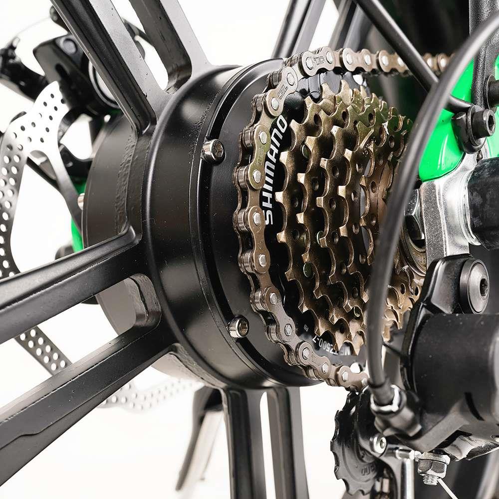 BFISPORT BFI-20 Folding Electric Mountain Bike 20 inch 3.0 Fat Tire 250W Motor 6.4Ah LG Battery Display - Black Green