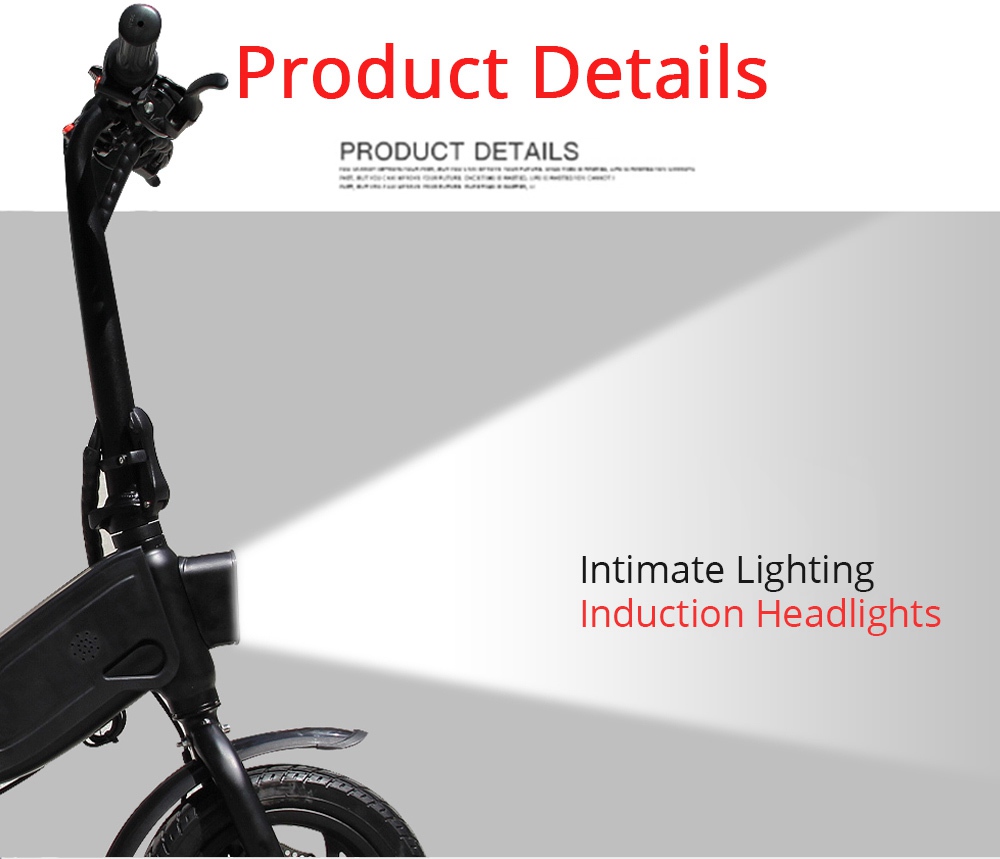 OUXI V1 12inch Electric Folding Bike for Adults Ebike with 350W Motor 7.8AH Lithium Battery Up to 25km/h City Bicycle IP54 - Black