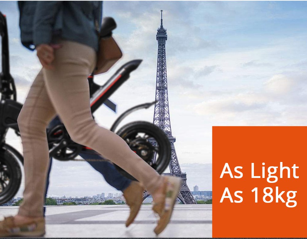 OUXI V1 12inch Electric Folding Bike for Adults Ebike with 350W Motor 7.8AH Lithium Battery Up to 25km/h City Bicycle IP54 - Black