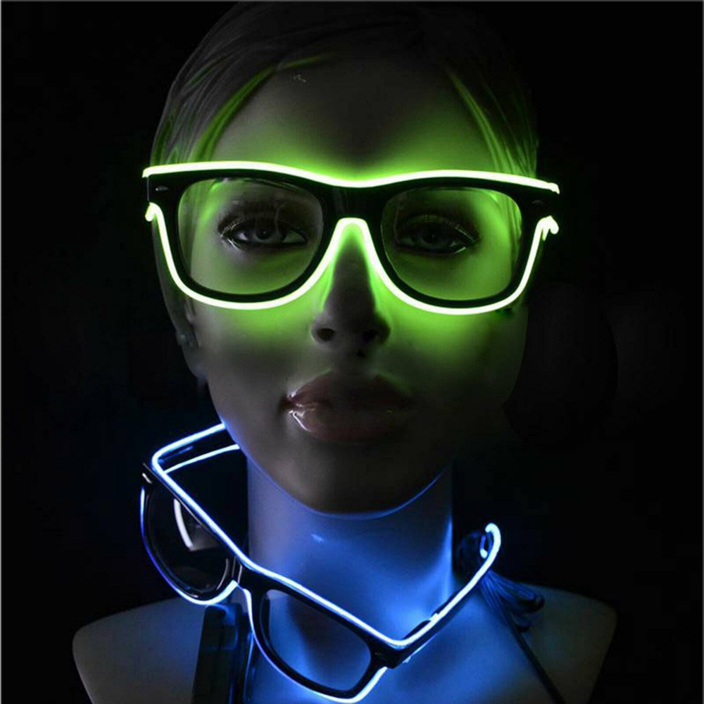 SL-004 Rechargeable Impact Resistant LED Light Emitting Bluetooth Glasses 200 Lamp Beads APP Control Support Multiple Language Editing Used for Halloween, Electronic Music, Disco, Bar - Black Frame Green
