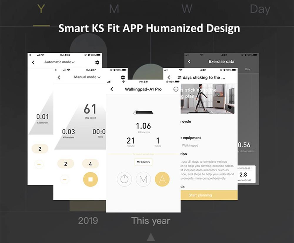 WalkingPad A1 Pro Walking Pad Smart Treadmill for Workout, Fitness Training Gym Equipment, Exercise Indoor & Outdoor with Manual and Automatic Mode, Remote Control, LED Display, Intelligent App Control, 100kg Load Capacity by Xiaomi - EU Version