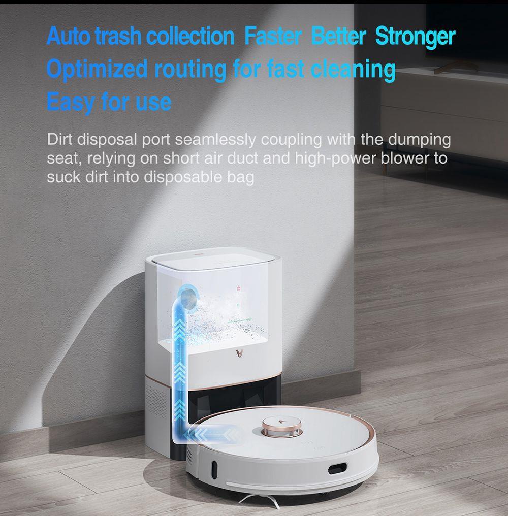 Xiaomi VIOMI S9 Robot Vacuum Cleaner with Intelligent Dust Collector Integrated Sweeping and Mopping 2700Pa Powerful Suction LDS Laser Navigation 220 Mins Running Time 250ml Electric Water Tank Mijia APP Control for Pets Hair, Carpets and Hard Floor