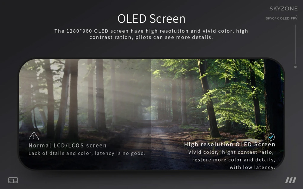 Skyzone SKY04X OLED Display 1280X960 5.8G 48CH Steadyview Receiver FPV Goggles with Head Tracker Fan - Black