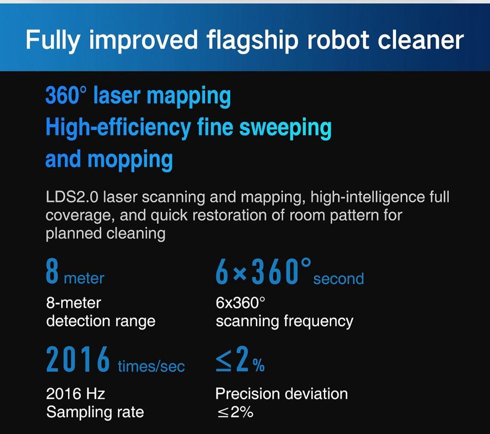 Xiaomi VIOMI S9 Robot Vacuum Cleaner with Intelligent Dust Collector Integrated Sweeping and Mopping 2700Pa Powerful Suction LDS Laser Navigation 220 Mins Running Time 250ml Electric Water Tank Mijia APP Control for Pets Hair, Carpets and Hard Floor