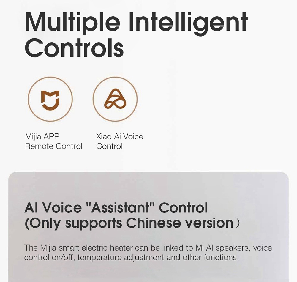 Xiaomi MIJIA Smart Electric Heater Warming Fan Air Conditioner Heating 2200W 3 Gears Temperature Control Plate IPX4 Waterproof Thermostat Version - White