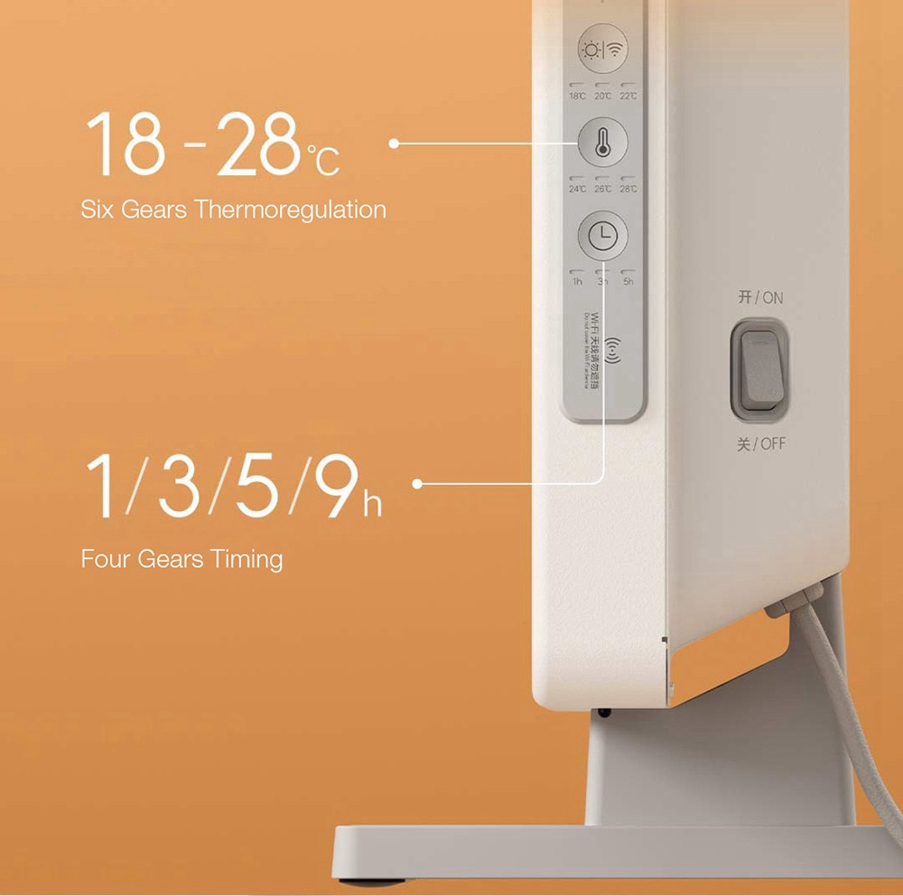 Xiaomi MIJIA Smart Electric Heater Warming Fan Air Conditioner Heating 2200W 3 Gears Temperature Control Plate IPX4 Waterproof Thermostat Version - White