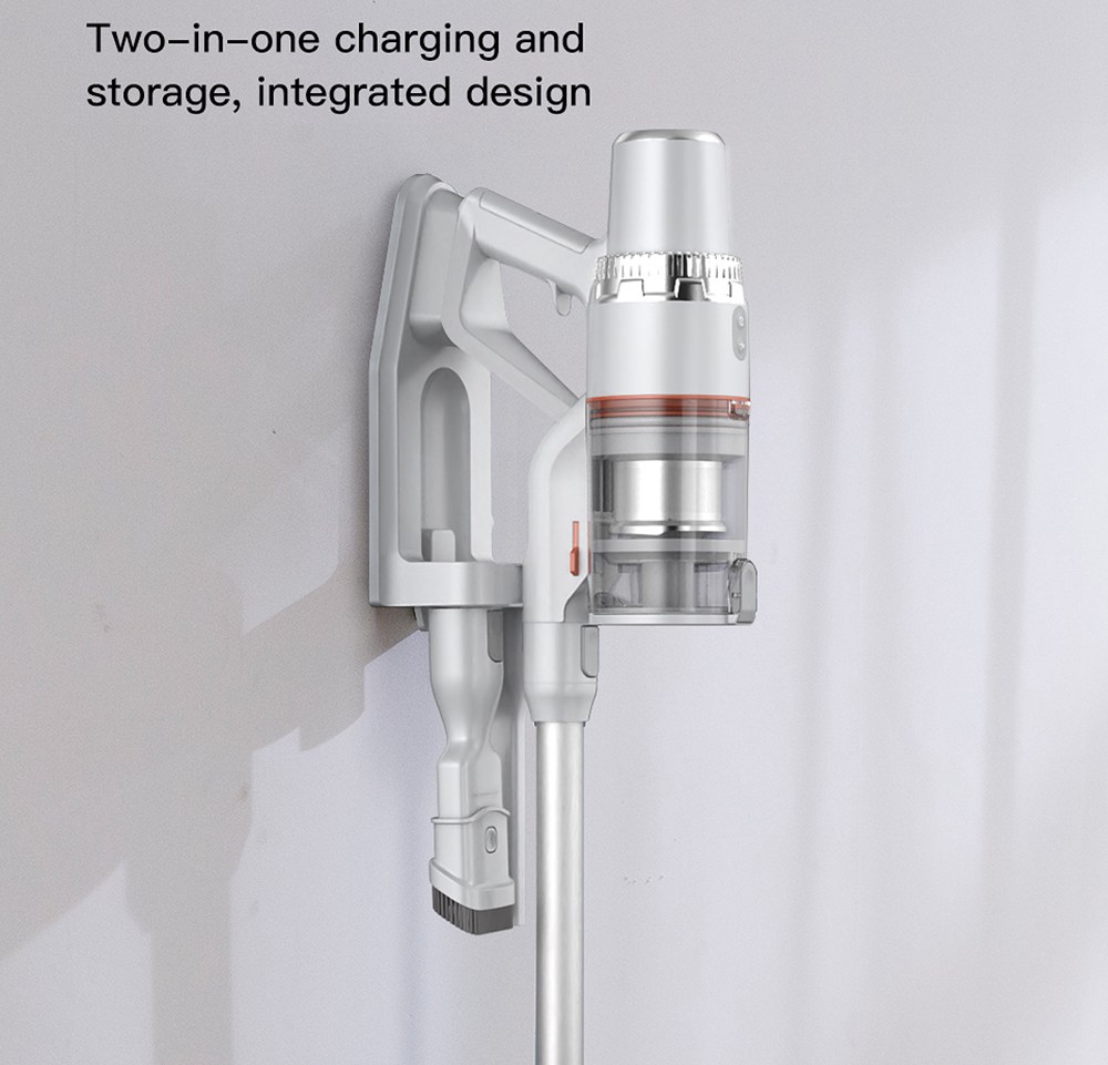 Jashen S16E Handheld Cordless Vacuum Cleaner 350W Brushless DC Motor 22000Pa Strong Suction 2500 mAh Removable Battery 45 Minutes Running Time LCD Display - White