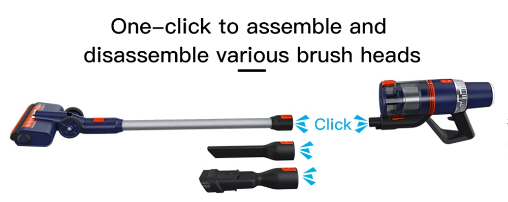 Jashen S18X Handheld Cordless Vacuum Cleaner 350W Brushless DC Motor 22000Pa Strong Suction 2500 mAh Removable Battery 45 Minutes Running Time LCD Display - Blue