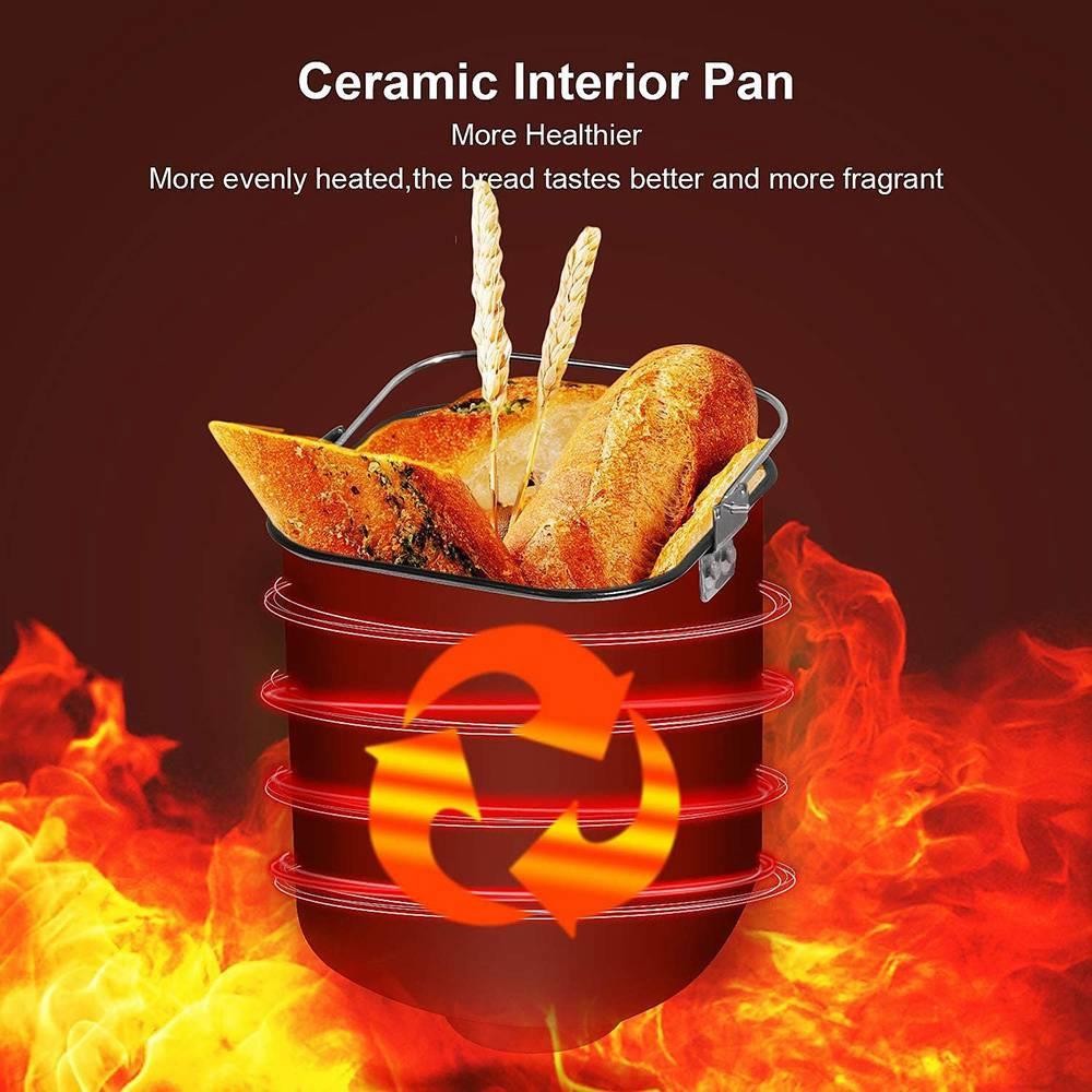 MOOSOO MB30 Stainless Steel Smart Bread Machine 2LB Capacity 600W Power 25 Programs Digital Touch Screen Control Used to Make Whole Wheat Bread, Gluten-Free Bread, Yogurt - Silver