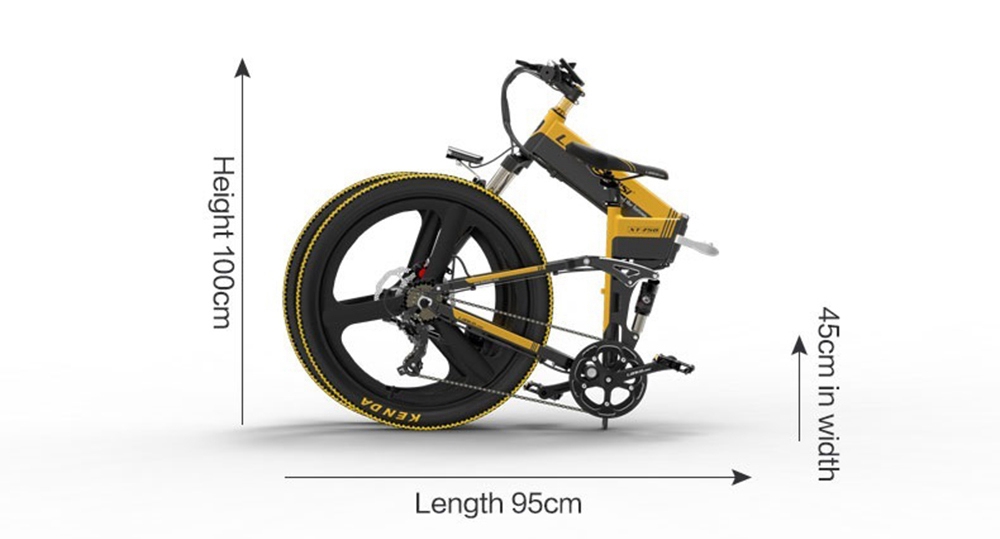 LANKELEISI XT750 Elite Edition Folding Electric Bike Bicycle 48V 10.4AH 400W 26x1.95 Tires Aluminum Alloy Frame Max Speed 30km/h Shimano 7 Speed Derailleur 100KM Mileage Range - Black Yellow
