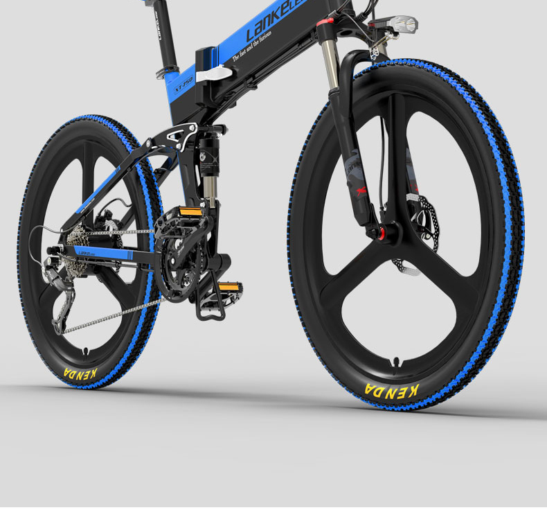 LANKELEISI XT750 Sports Edition Folding Electric Bike Bicycle 48V Panasonic 10.4AH 400W Motor 26x1.95 Tires Aluminum Alloy Frame Hydraulic Disk Brake Shimano 9 Speed Derailleur Max Speed 30km/h 100KM Mileage Range - Black Yellow