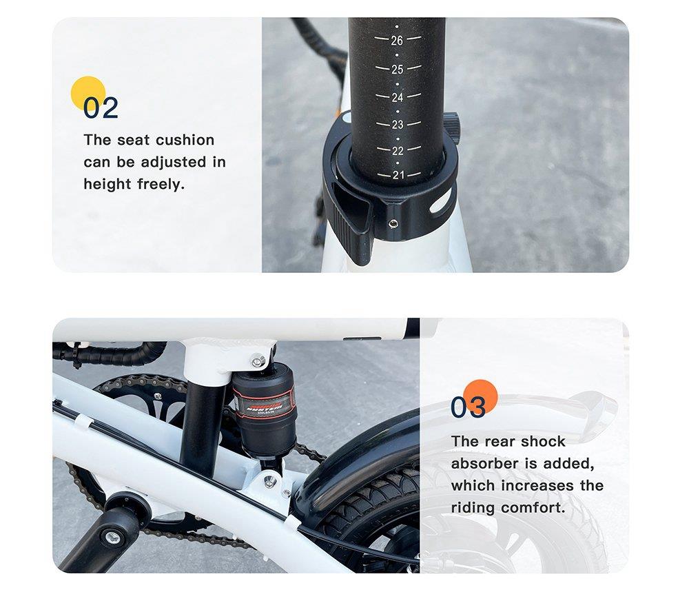Baicycle Mini Electric Folding Bike 12 Inch tire 7.8Ah Battery 250W Motor Max Speed 25km/h Dual Disk brake moped mode max 50km range Aluminum alloy body 3 Riding Modes - Black