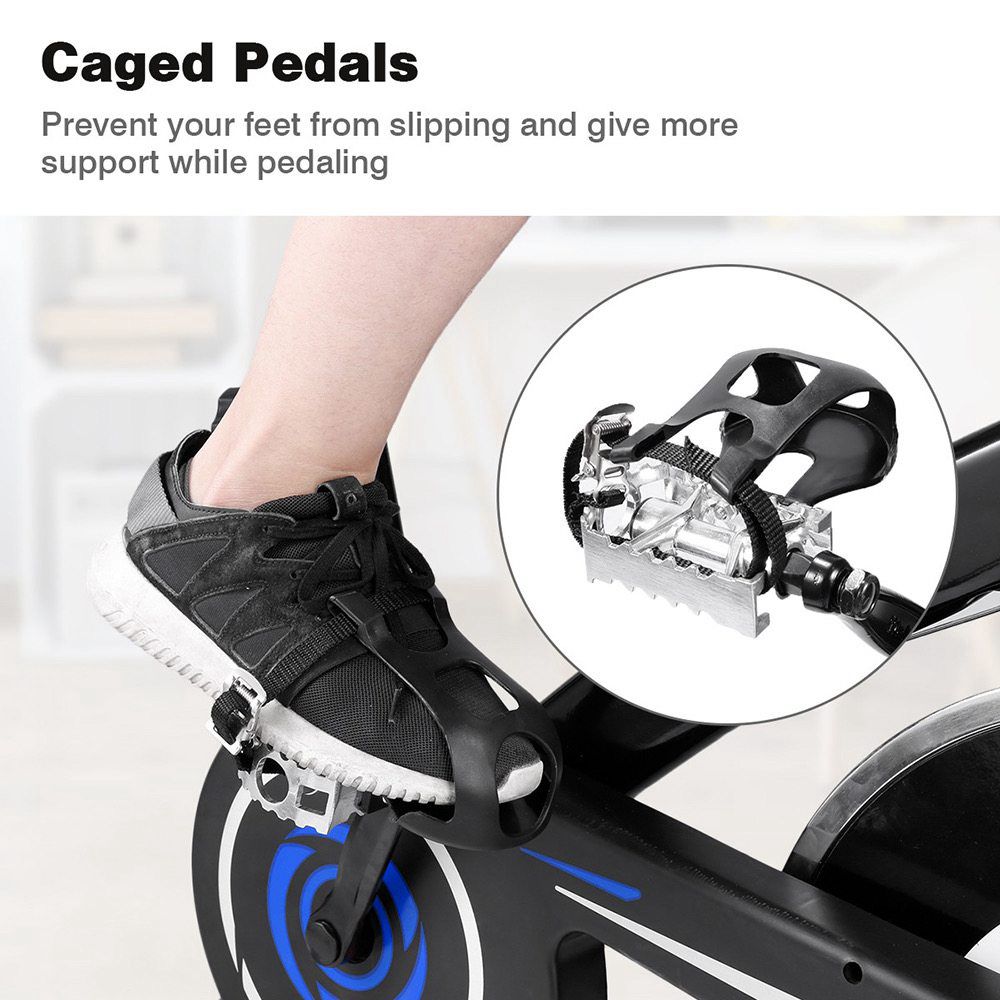 Indoor Cycling Bike with 4-Way Adjustable Handle & Seat Home Fitness Stationary Aerobic Portable Spinning Bike - Blue
