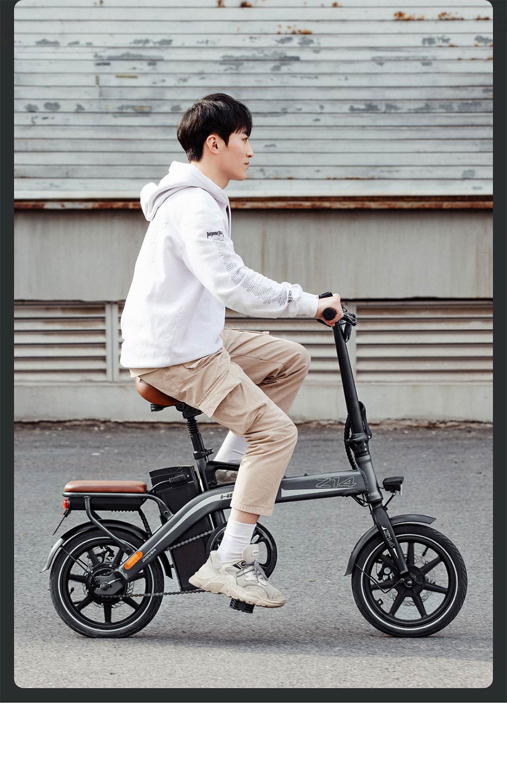 HIMO Z14 Folding Electric Bicycle 14 Inch 350W Brushless Motor Three Modes Maximum Speed 25km/h Up To 80km Range 12AH Lithium Battery Maximum Load 100kg Hidden Inflator Standard Edition - White