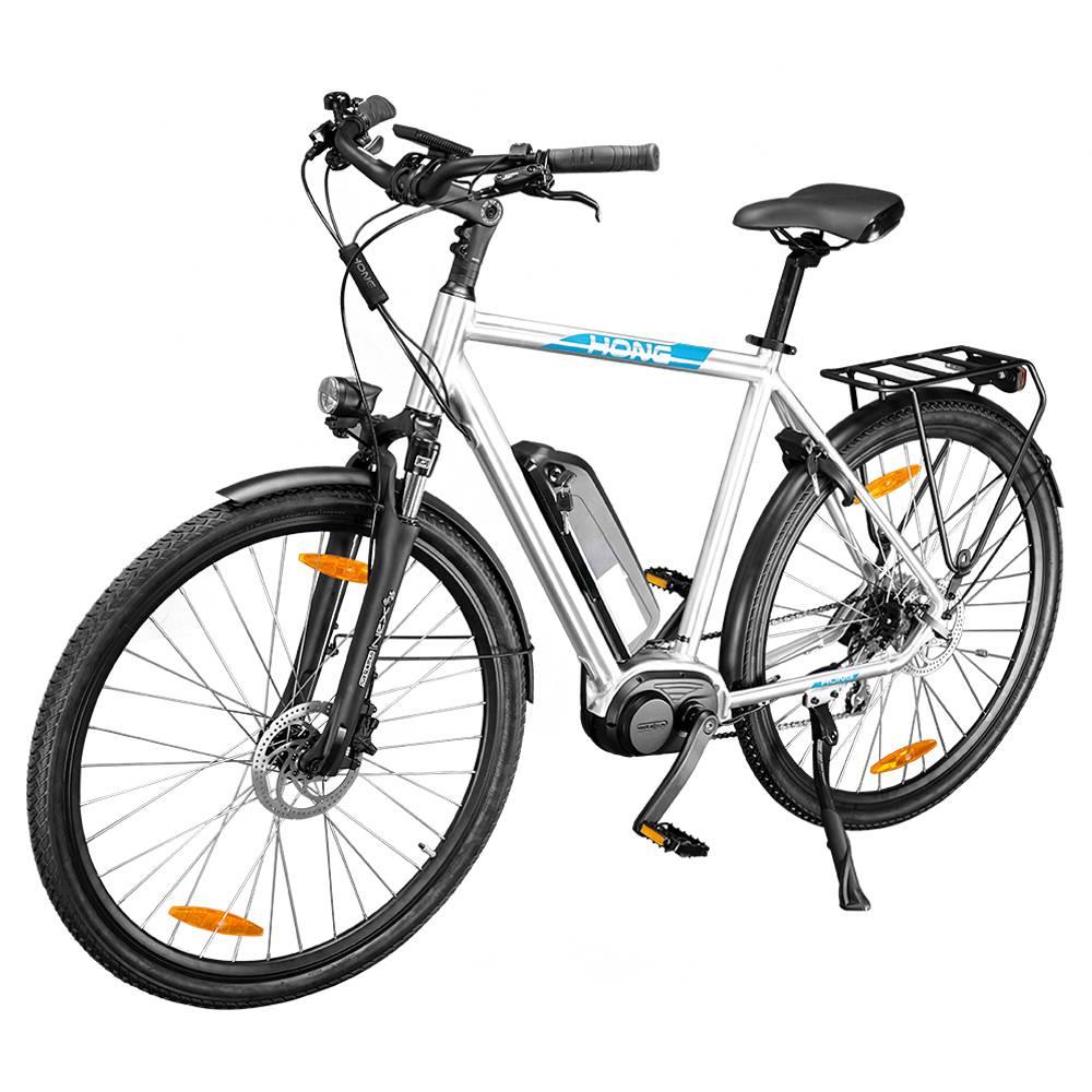 HONG CD-02 URBAN Electric Bike 700C Tire 36V 250W Mid motor Drive 25km/h Speed LG 9.6Ah Li-ion Battery Range up to 50km SHIMANO 8-speed Shift Aluminum Alloy Frame Hydraulic Disk Brake for Male