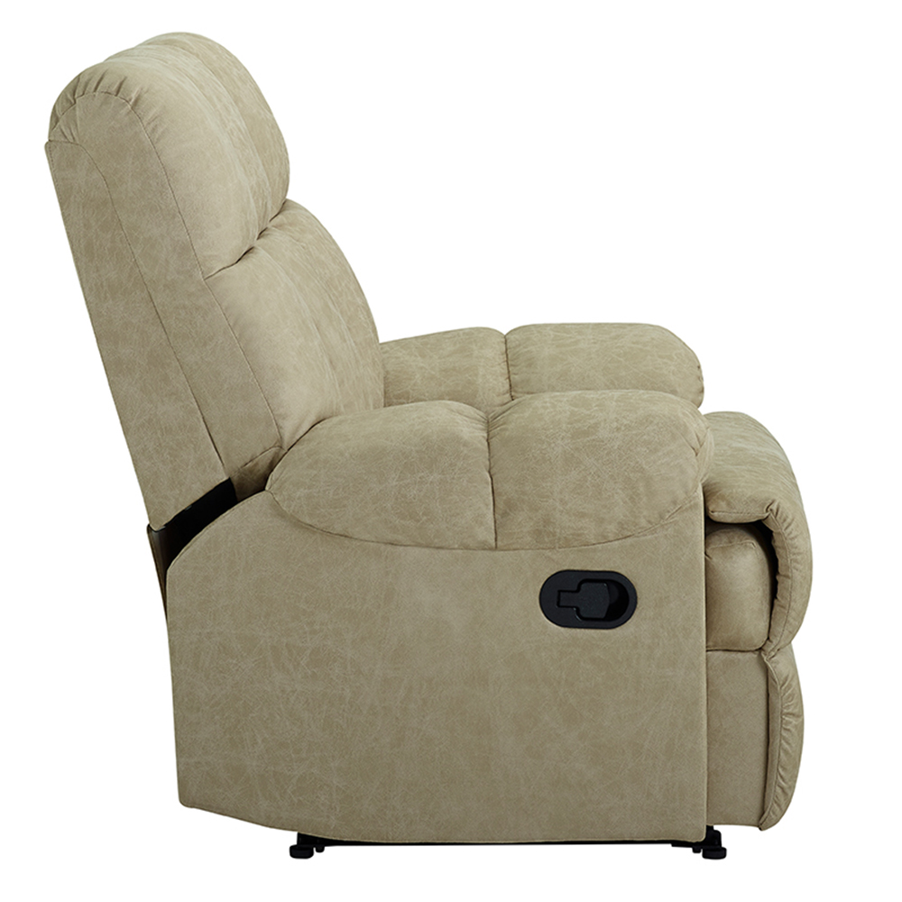 Suede Leather Recliner with Armrests and Reclining Backrest for Living Room, Bedroom, Theater, Office - Cream