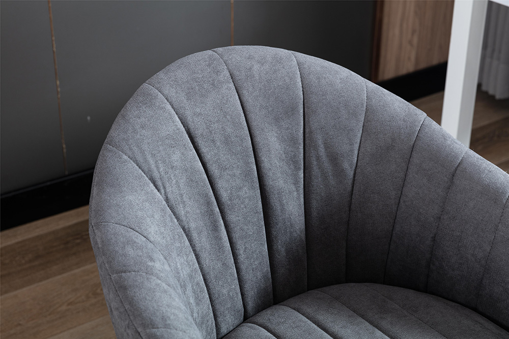 COOLMORE Linen Swivel Chair Height Adjustable with Curved Backrest and Casters for Living Room, Bedroom, Office - Dark Grey