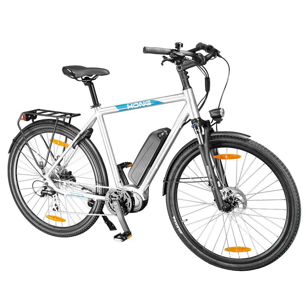 HONG CD-02 URBAN Electric Bike 700C Tire 36V 250W Mid motor Drive 25km/h Speed LG 9.6Ah Li-ion Battery Range up to 50km SHIMANO 8-speed Shift Aluminum Alloy Frame Hydraulic Disk Brake for Male