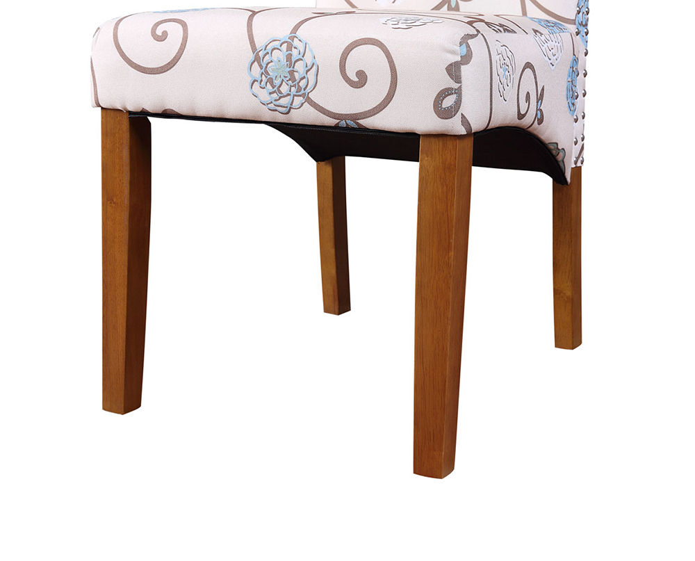 TOPMAX Linen Upholstered Dining Chair Set of 2, with Wood Frame and Solid Wood Legs, for Kitchen, Bedroom, Living Room - Floral