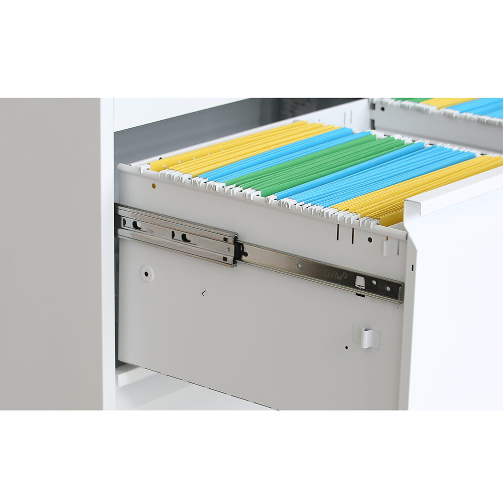 Home Office Steel Lateral File Cabinet with 3 Drawers and Lock - White