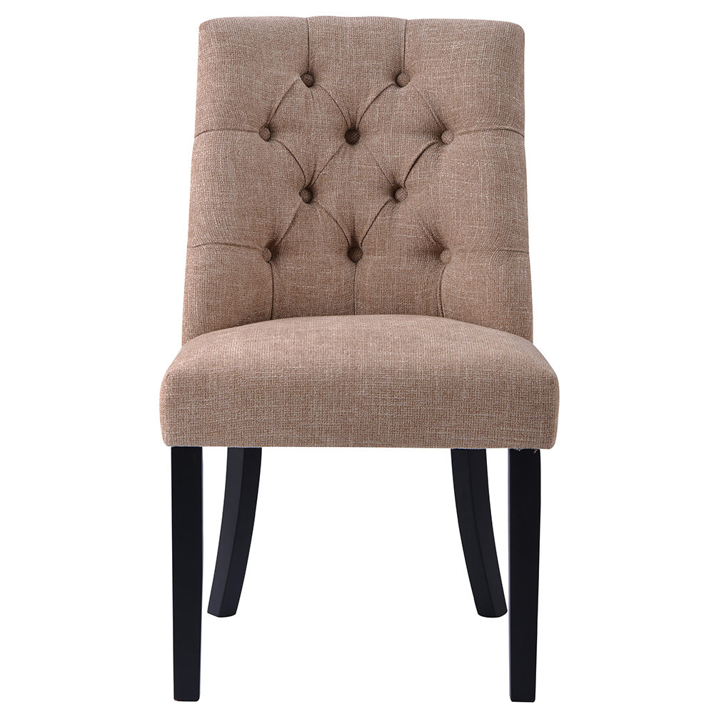 TOPMAX Linen Upholstered Chair Set of 6, with Curved Backrest and Rubber Wood Legs for Dining Room, Bedroom, Living Room, Office - Ginger