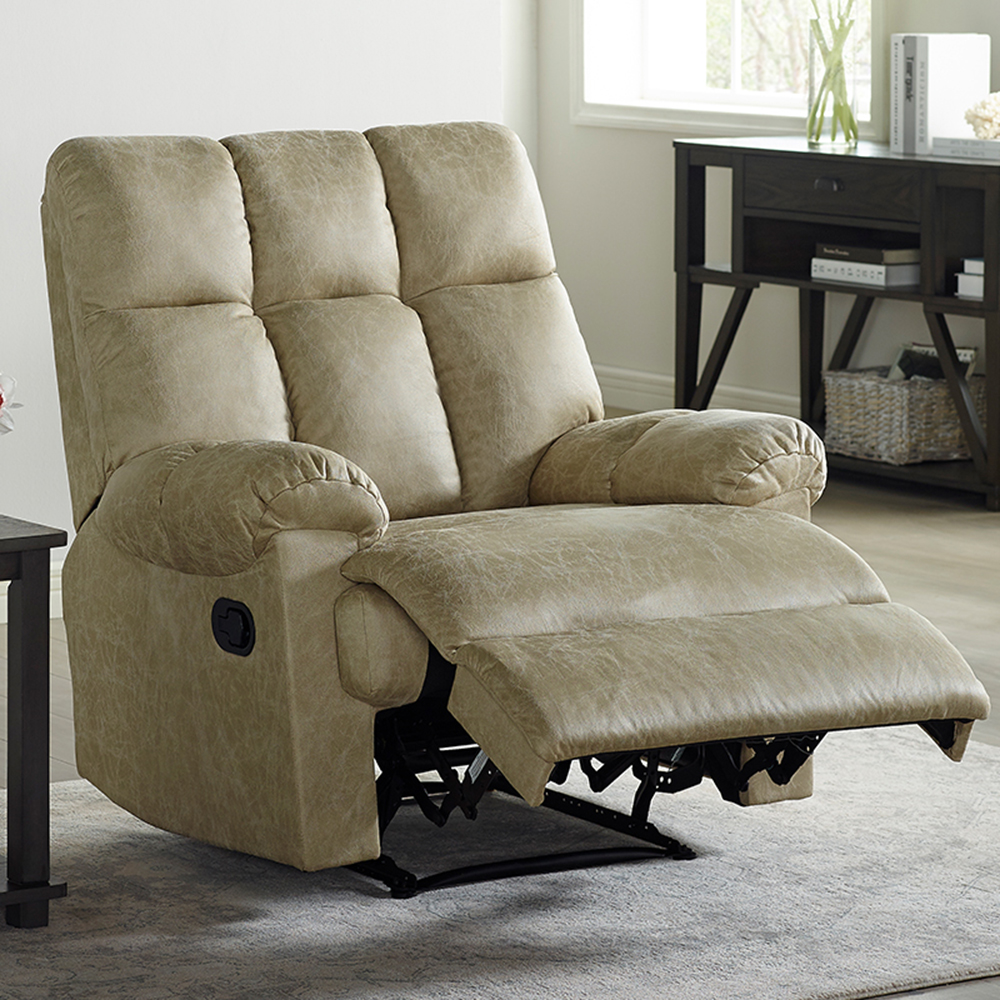 Suede Leather Recliner with Armrests and Reclining Backrest for Living Room, Bedroom, Theater, Office - Cream