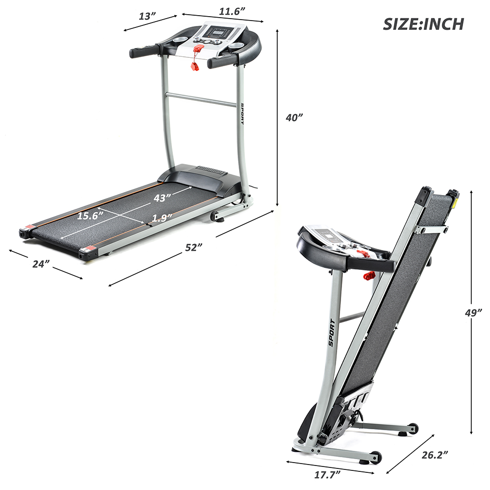Folding Treadmill with Safety Lock, LCD Monitor, Indoor Activity with 12 Automatic Programs and 3 Modes - Black