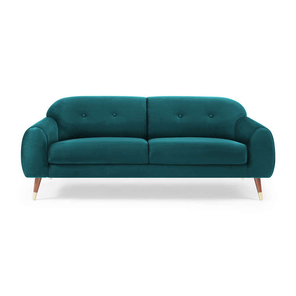 IRIS 78.7" Velvet Wide Arm Sofa with Curved Backrest for Living Room, Bedroom, Office, Hotel, Bar - Petro Green