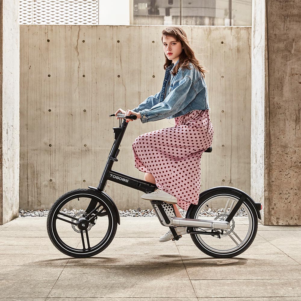 TOGO85 Shaft drive Electric Bike 20 inch Kenda Tire 36V 200W motor 25km/h 6.2Ah Battery up to 35km Range Aluminum Alloy Frame Disk Brake IP65 Black