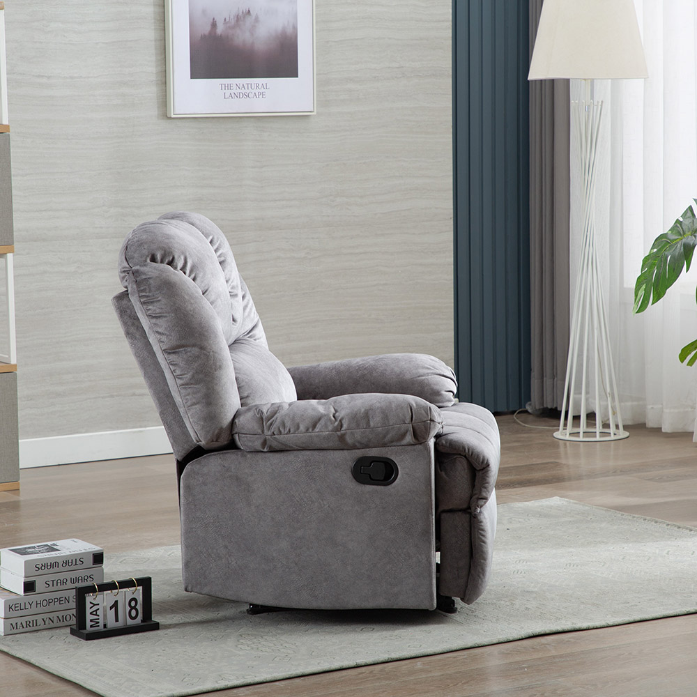 Velvet Recliner with Armrests and Reclining Backrest Wooden Frame for Living Room, Bedroom, Theater, Office - Grey