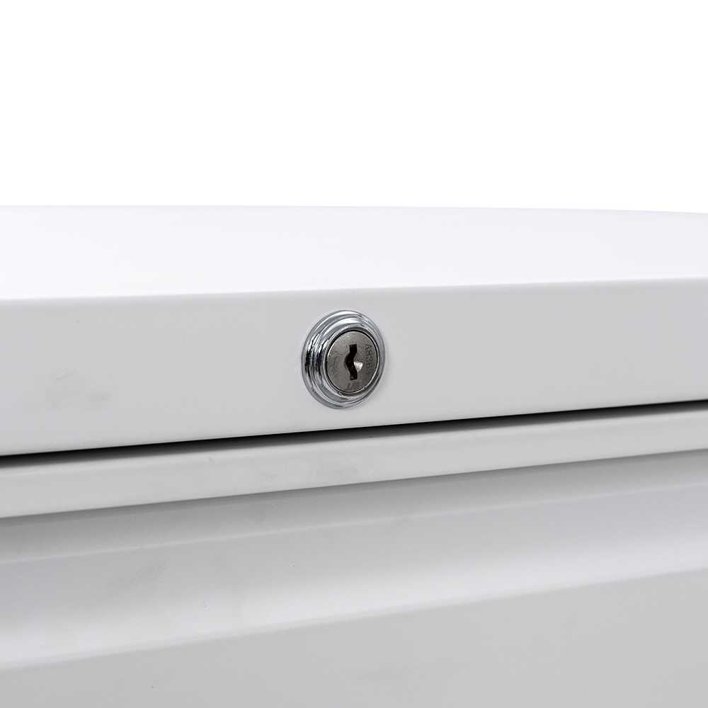 Home Office Metal Lateral File Cabinet with Lock and 3 Drawers - White