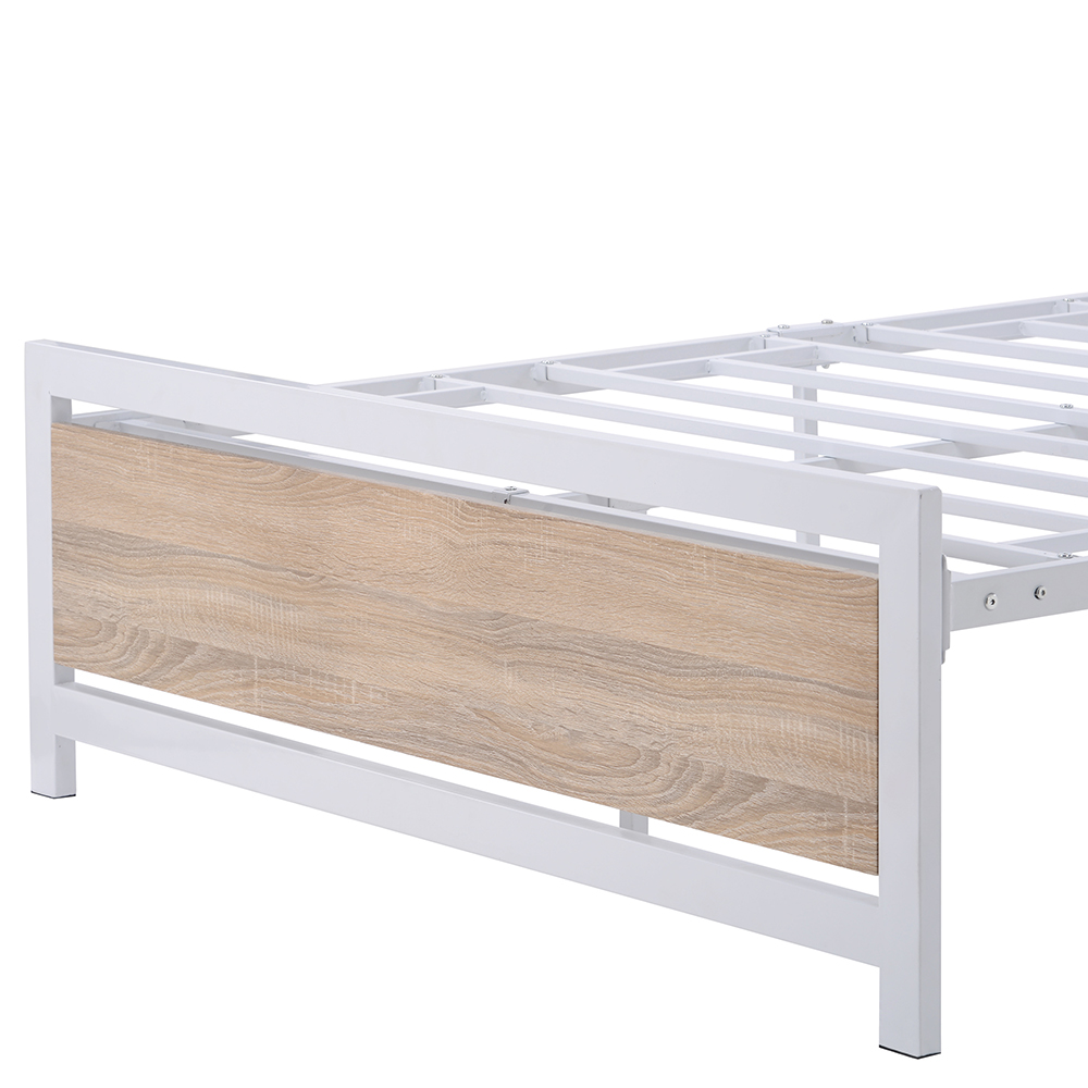 Home Metal Bed Frame with Headboard and Footboard Full Size (Only Frame) - White