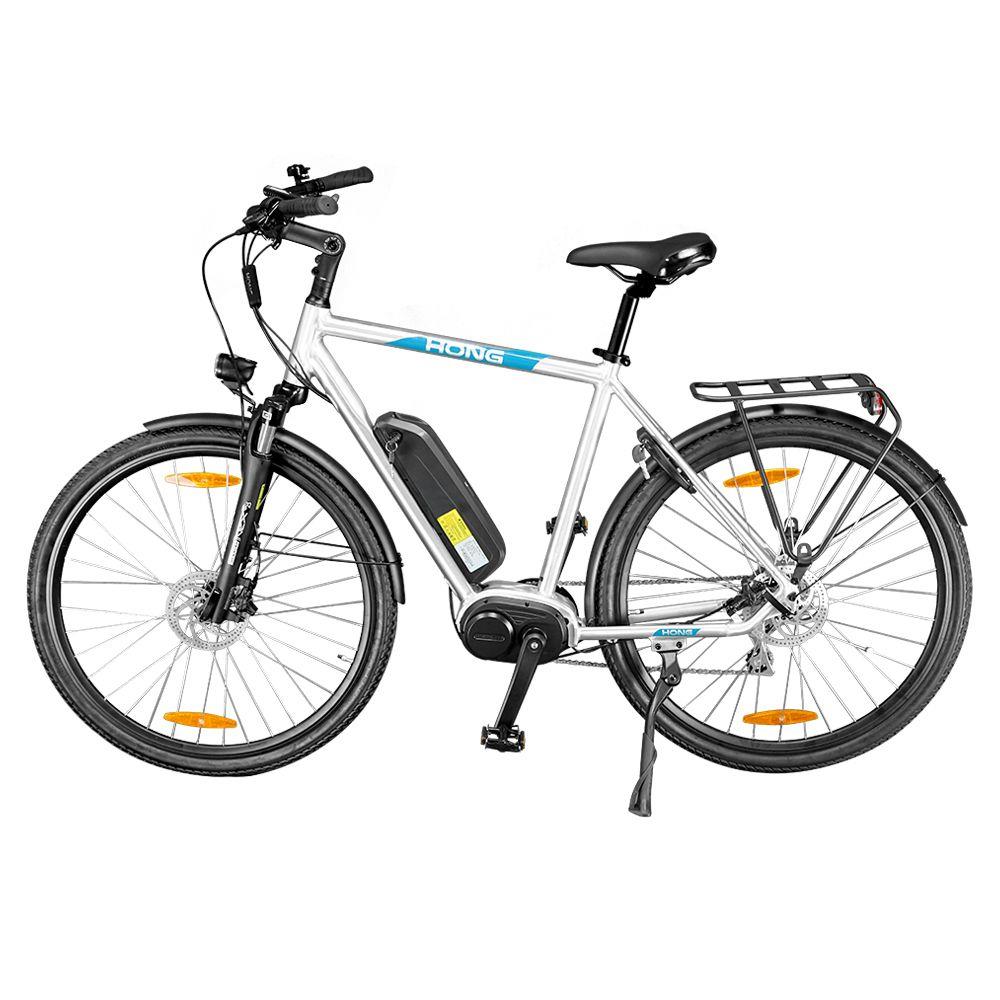 HONG CD-02 URBAN Electric Bike 700C Tire 36V 250W Mid motor Drive 25km/h Speed LG 9.6Ah Li-ion Battery Range up to 50km SHIMANO 8-speed Shift Aluminum Alloy Frame Hydraulic Disk Brake for Male