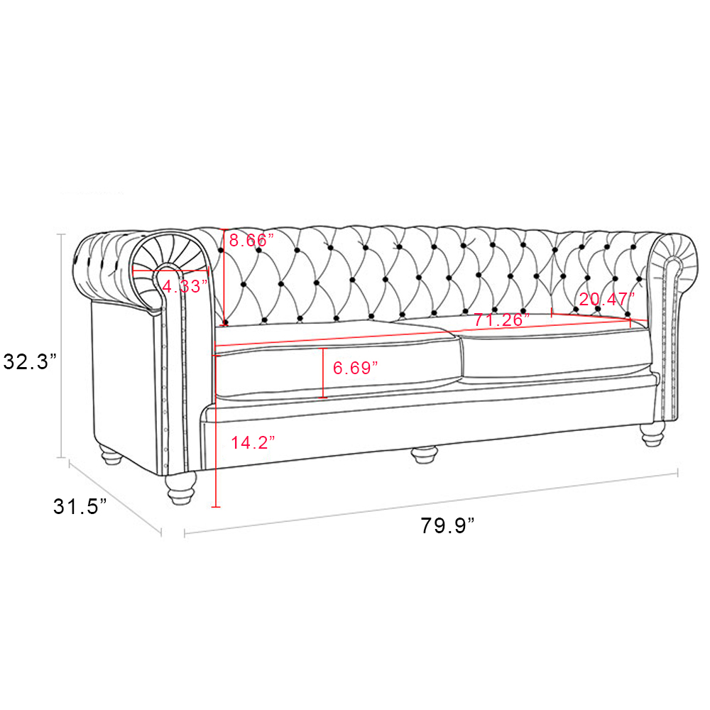 2-seats Velvet Sofa Solid Wood Oak Legs for Living Room, Bedroom, Office, Hotel, Bar, Restaurant - Blue