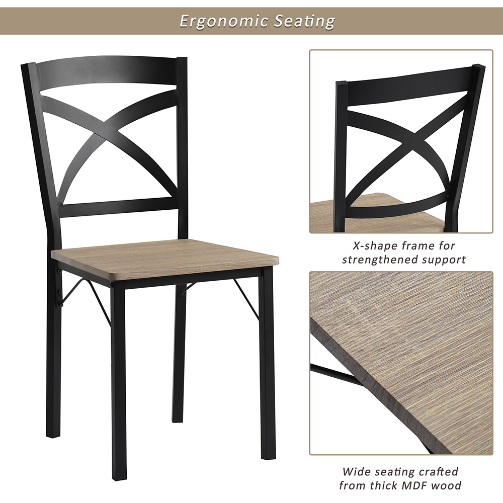 TREXM 5 Pieces Dining Table Set with 4 Ergonomic Chairs, for Kitchen, Living Room, Bedroom, Office - Oak