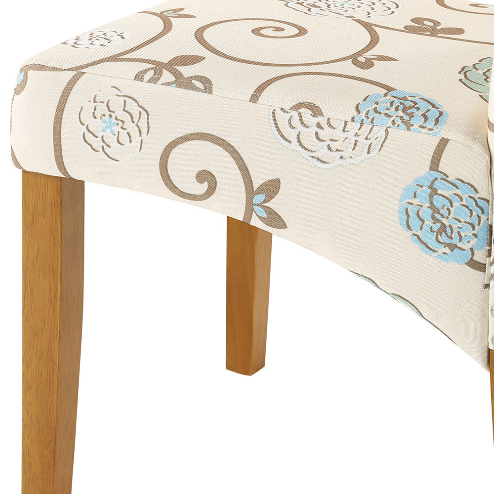 TOPMAX Linen Upholstered Dining Chair Set of 2, with Wood Frame and Solid Wood Legs, for Kitchen, Bedroom, Living Room - Floral
