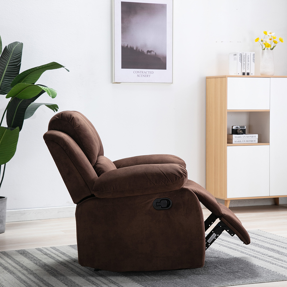 Velvet Recliner with Armrests and Reclining Backrest for Living Room, Bedroom, Theater, Office - Brown