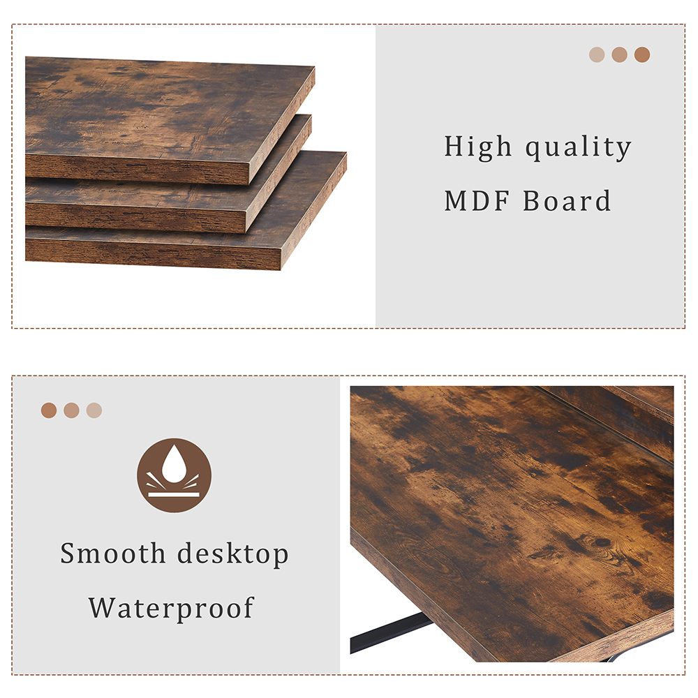 Home Office Dual Person Computer Desk Industrial Modern Design Steel Frame MDF Board - Tiger