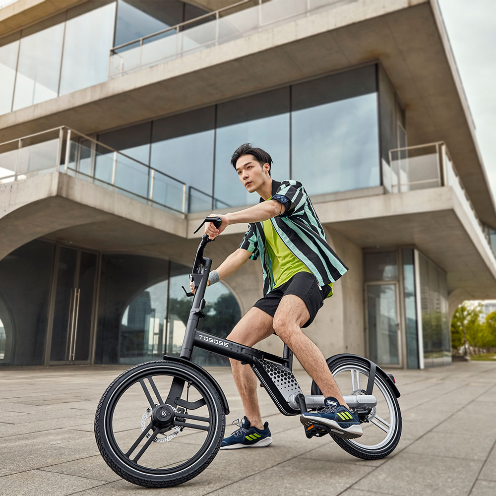 TOGO85 Shaft drive Electric Bike 20 inch Kenda Tire 36V 200W motor 25km/h 6.2Ah Battery up to 35km Range Aluminum Alloy Frame Disk Brake IP65 Black