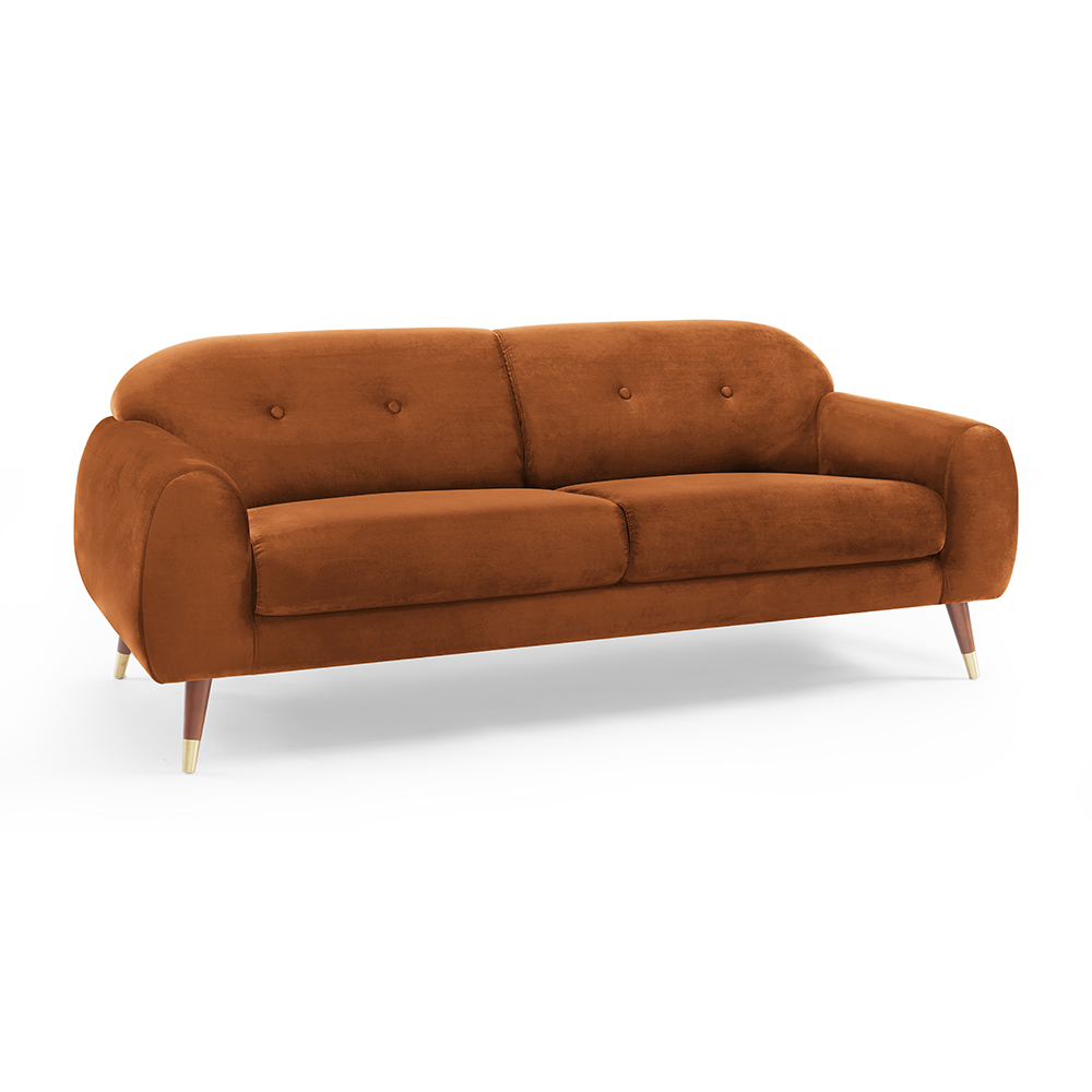 IRIS 78.7" Velvet Wide Arm Sofa with Curved Backrest for Living Room, Bedroom, Office, Hotel, Bar - Curry