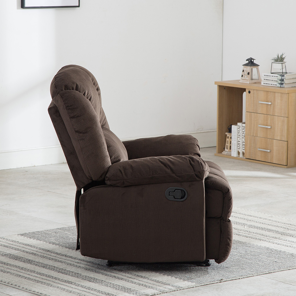 Velvet Recliner with Armrests and Reclining Backrest Wooden Frame for Living Room, Bedroom, Theater, Office - Brown