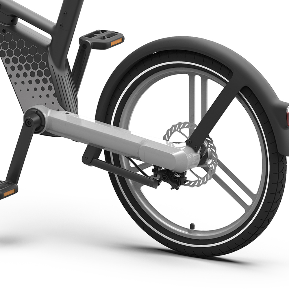 TOGO85 Shaft drive Electric Bike 20 inch Kenda Tire 36V 200W motor 25km/h 6.2Ah Battery up to 35km Range Aluminum Alloy Frame Disk Brake IP65 Black/White