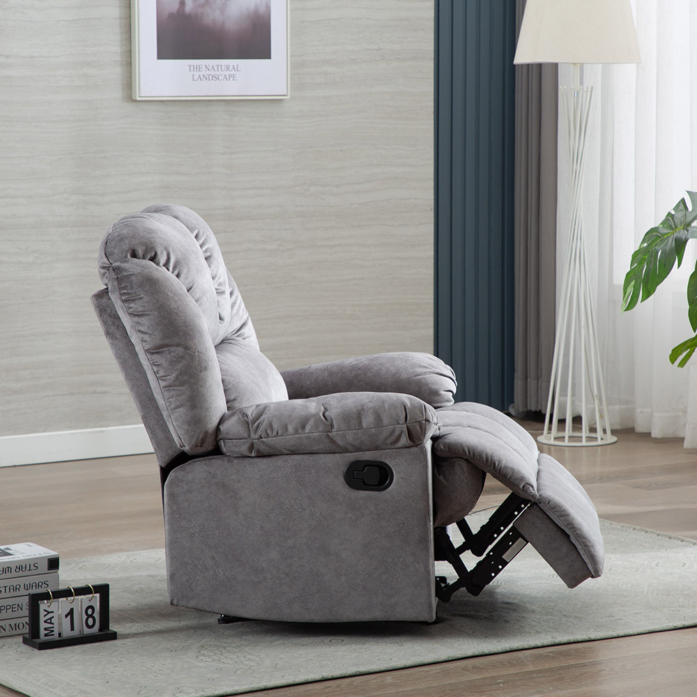 Velvet Recliner with Armrests and Reclining Backrest Wooden Frame for Living Room, Bedroom, Theater, Office - Grey