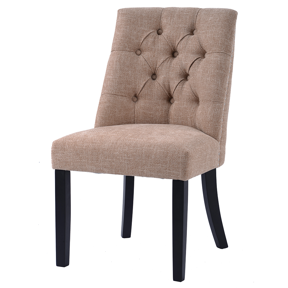 TOPMAX Linen Upholstered Chair Set of 6, with Curved Backrest and Rubber Wood Legs for Dining Room, Bedroom, Living Room, Office - Ginger