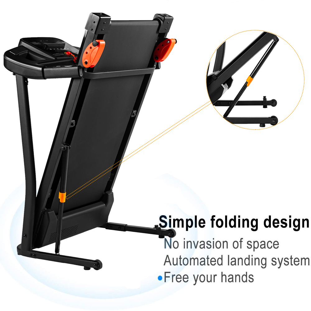 Home Use Folding Treadmill, 15 Preset Programs with LED Display Panel with MP3/USB Playback Function - Black